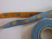 1,70 m Webborte - Herzchen - blau  gelb