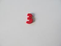 Knopf - 15 mm - Zahl 3 - rot