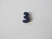 Knopf - 15 mm - Zahl 3 - blau
