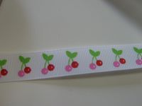 Ripsband - 16 mm - bedruckt Kirschen