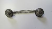 Modeknopf - 18 mm - altsilber mit Kettchen
