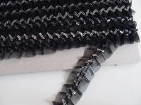 Tüllborte mit Pailettenband -  20 mm - schwarz