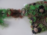 Blütenband - elastisch - grün bunt