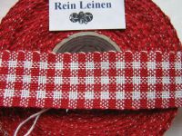 Rein Leinen - Stickband 27 mm - rot-weiss - 11fädig