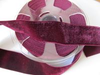 Samtband elastisch - 36 mm  - burgundy