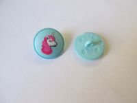 Modeknopf - 18 mm - Einhorn - hellblau