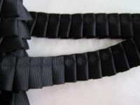 Rüsche - Satin - schwarz - 25 mm