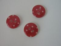 Knopf - Punkte - 20" ca. 12,5 mm - rot weiss