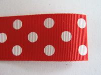 Ripsband - 25 mm - dots - rot