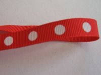 Ripsband - 10 mm - dots-rot