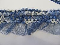 Posamentenborte Organza elastisch - 50 mm - blau