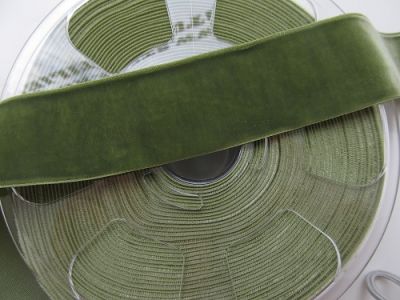 Samtband elastisch - 36 mm  - lodengrün