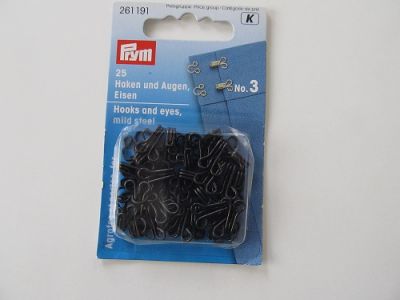 Haken und Augen - 25 Stck - Grösse 3 - schwarz