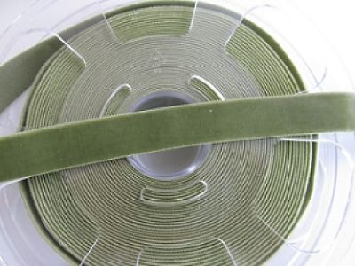 Samtband elastisch - 16 mm - lodengrün