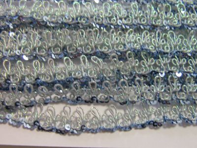 2 m - Posamentenborte mit Pailetten hellblau