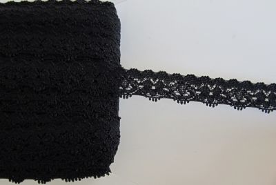 Raschelspitze - elastisch - 13 mm - schwarz