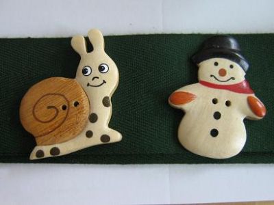 Holzknopf - Schneemann
