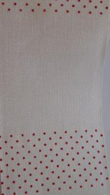 Leinen - Stickband 100 mm - rote Punkte