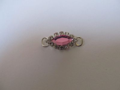 Strass Zierteil mit Acrylstein - pink silber