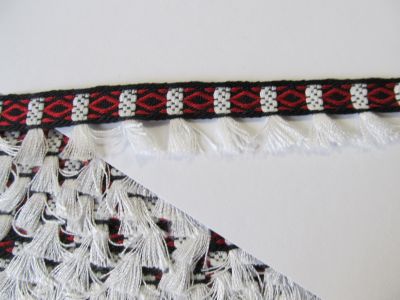 Fransenband - 20 mm - schwarzrotweiss