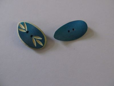 Bambusknopf - 30 mm - wasserblau