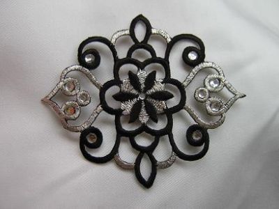 Ornament schwarz/silber mit Stein gross