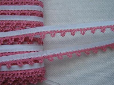 Baumwollspitze mit Pikots - 10 mm - rosa