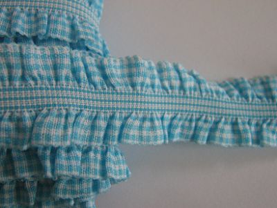Rüsche - hellblau-weiss kariert elastisch beidseitig