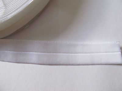 Samtband elastisch Foldover - 22 mm  - weiss