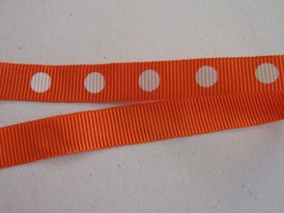 Ripsband - 10 mm - dots- orange