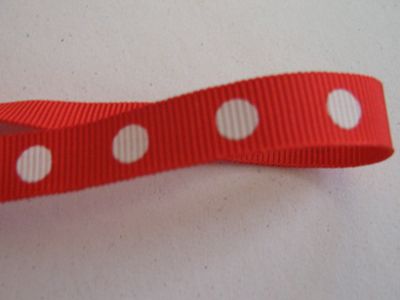 20 m Ripsband - 10 mm - dots-rot - max. 1 Rolle