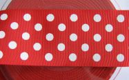 Ripsband - 40 mm - dots - rot